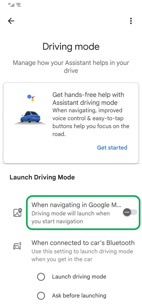 Google Maps driving mode disabled